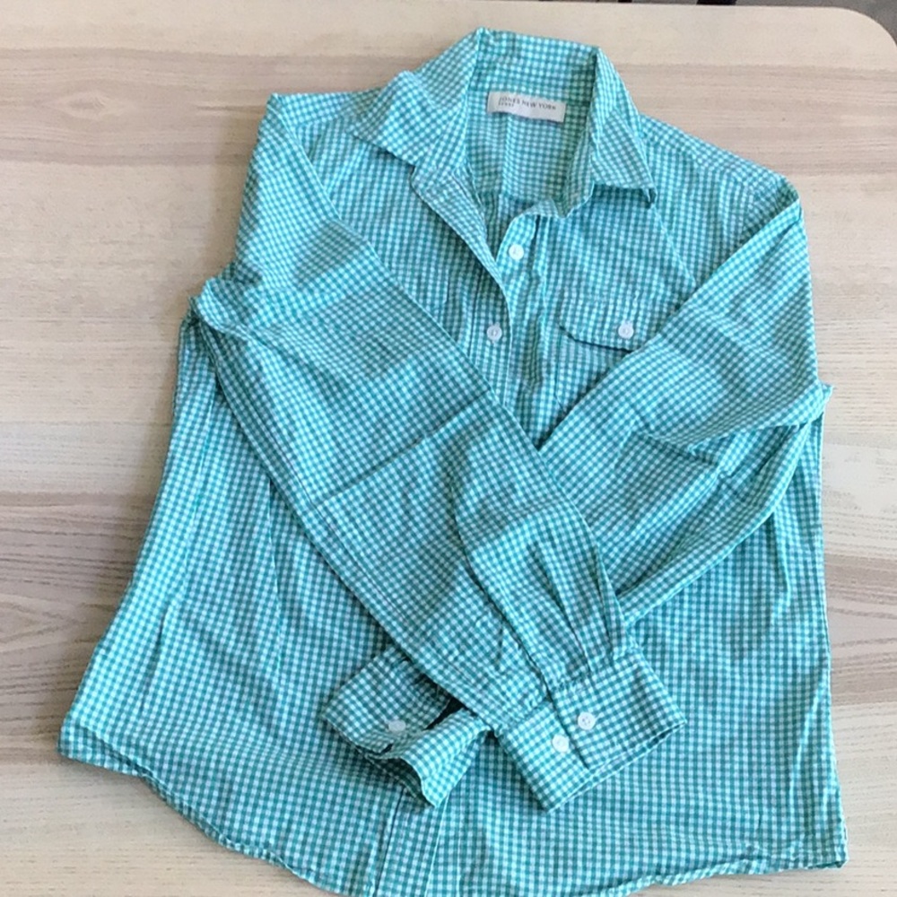 Jones New York gingham button up